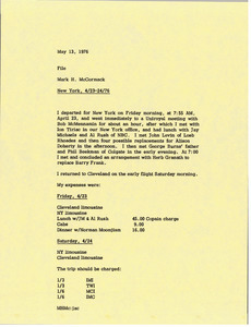 Memorandum from Mark H. McCormack to travel file