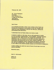 Letter from Mark H. McCormack to Bruce Rappaport