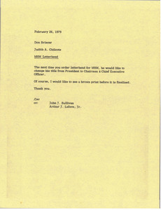 Memorandum from Judith A. Chilcote to Don Briscar