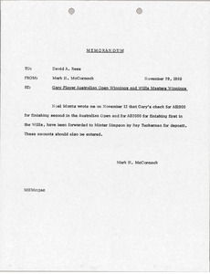 Memorandum from Mark H. McCormack to David A. Rees