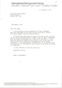 Letter from Mark H. McCormack to Brian Lake McKo