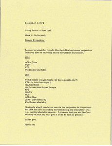 Memorandum from Mark H. McCormack to Barry Frank