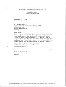 Letter from Mark H. McCormack to Peter Henke