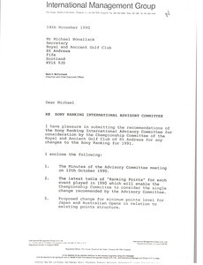 Letter from Mark H. McCormack to Michael Bonallack