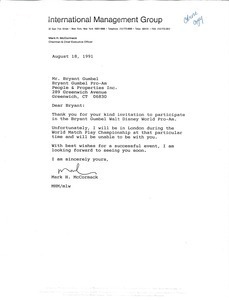 Letter from Mark H. McCormack to Bryant Gumbel