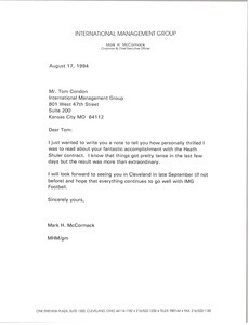 Letter from Mark H. McCormack to Tom Condon