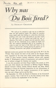 Why was Du Bois fired