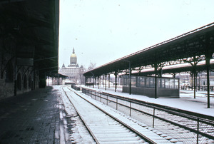 Train station with state capitol