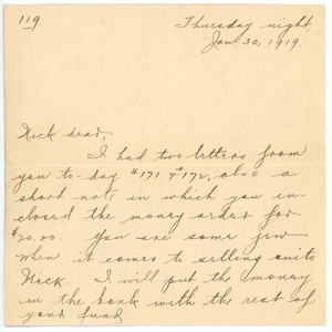 Letter from Letitia Crane to Frank F. Newth