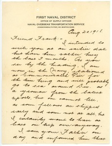 Letter from Jim Watson to Frank F. Newth