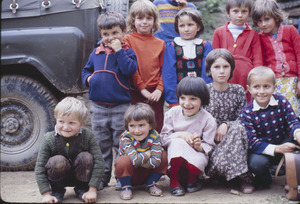 Closeup of school children in Volce