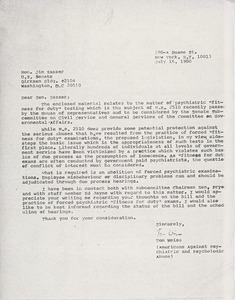 Letter from Tom Weiss to Jim Sasser