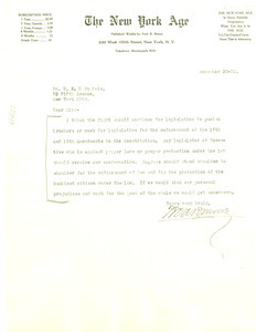 Letter from Fred R. Moore to W. E. B. Du Bois