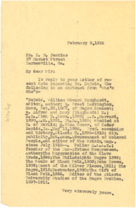 Letter from unidentified correspondent to Edward Navarro Jenkins