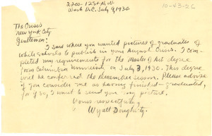 Letter from Wyatt Dougherty to the Crisis
