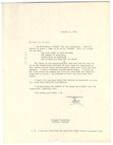 Letter from Elleen Irene Diggs to W. E. B. Du Bois