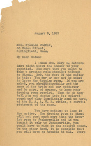 Letter from W. E. B. Du Bois to Frances Tucker