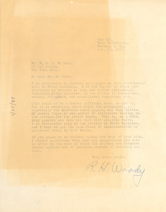 Letter from the R. H. Woody to W. E. B. Du Bois
