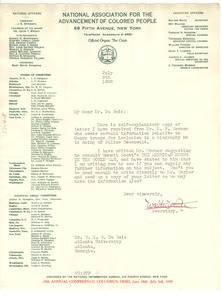 Letter from Walter White to W. E. B. Du Bois