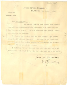 Letter from the John F. Slater Fund to W. E. B. Du Bois