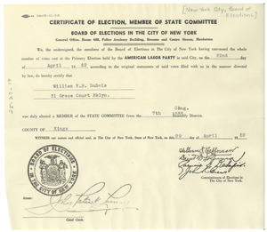 Certificate of election