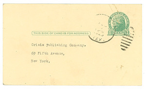 Postcard from T. W. Humphrey to Crisis