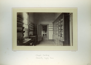 Chapel Building, chemistry supply room, Massachusetts Agricultural College