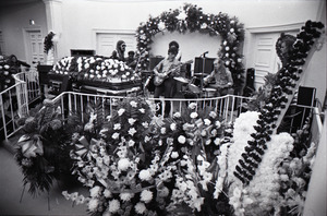 Duane Allman's funeral: Allman Brothers Band playing, from left: Barry Oakley, Jaimoe, Dickey Betts, Butch Trucks, and Thom Doucette