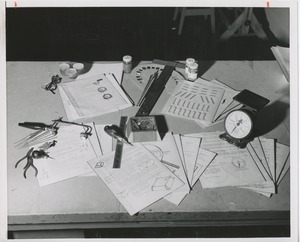 Assorted tools and paperwork for guidance testing