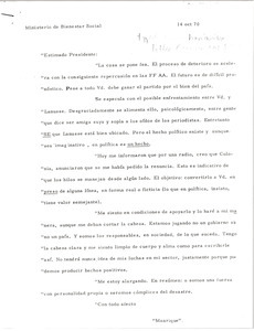 Letter from Francisco Manrique to President Levingston
