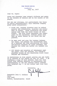 Letter to Mayor John Collins from President Lyndon B. Johnson