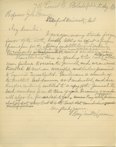 Letter from Benjamin Smith Lyman to John Casper Branner