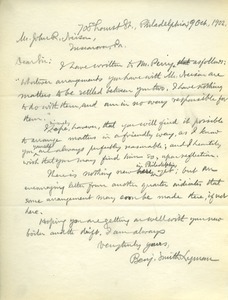 Letter from Benjamin Smith Lyman to John R. Neison