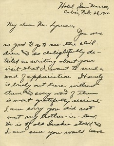 Letter from Edith B. Cameron to Benjamin Smith Lyman