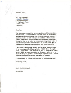Letter from Mark H. McCormack to Ian Chapman