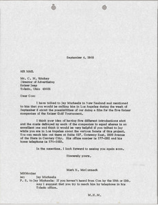 Letter from Mark H. McCormack to C. M. Ritchey