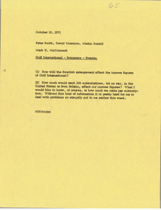 Memorandum from Mark H. McCormack to Peter Smith, David Morrison and Martin Sorrell