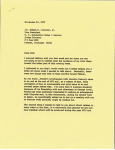 Letter from Mark H. McCormack to Robert B. McCurry