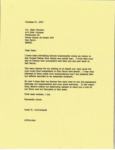 Letter from Mark H. McCormack to Jean Manzon