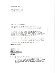 Letter from Mark H. McCormack to Ken Leiberman