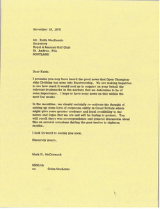 Letter from Mark H. McCormack to Keith MacKenzie