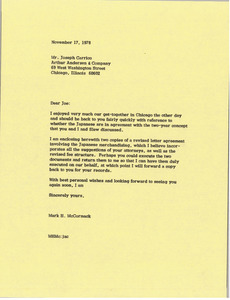 Letter from Mark H. McCormack to Joseph Carrico