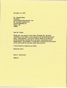 Letter from Mark H. McCormack to Atsushi Fujita