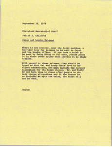 Memorandum from Judith A. Chilcote to Cleveland secretarial staff