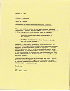 Memorandum from Judy A. Chilcote to William H. Carpenter