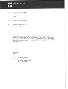 Memorandum from Mark H. McCormack to list