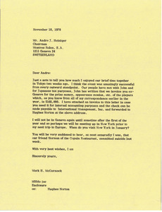 Letter from Mark H. McCormack to Andre J. Heiniger