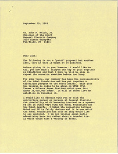 Letter from Mark H. McCormack to John F. Welch