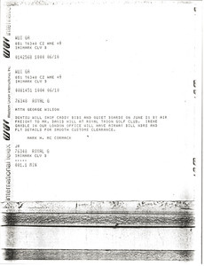 Telex prinotut from Mark H. McCormack to George Wilson