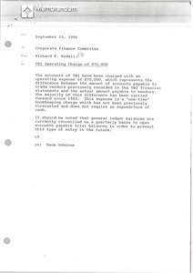 Memorandum from Richard P. Bedell to corporate finance committee